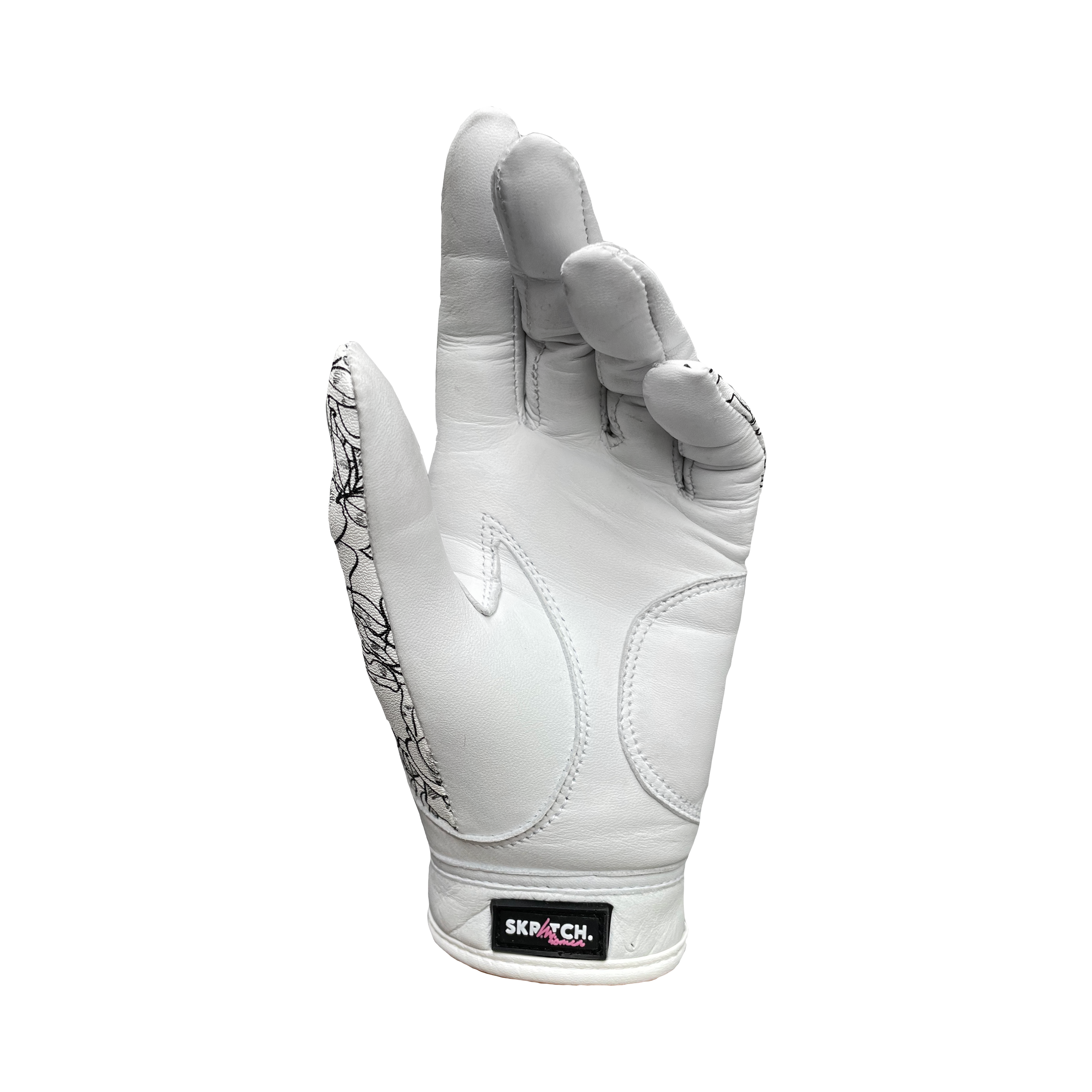 Black and White Floral Womens Golf Glove - FreshGrip