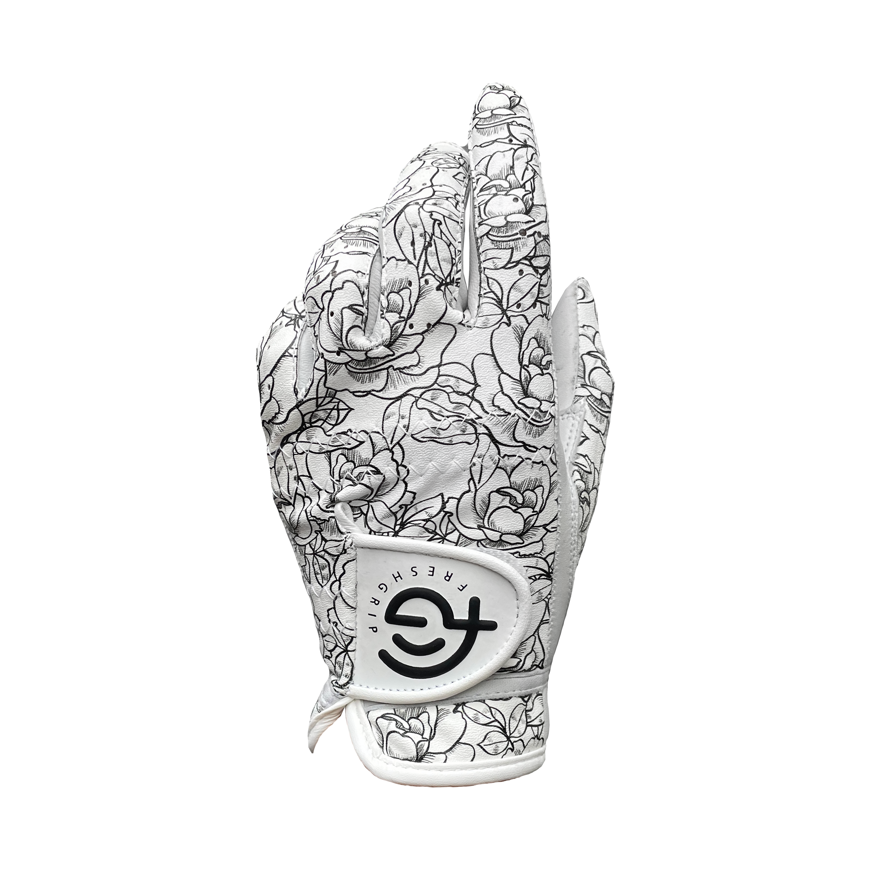 Black and White Floral Womens Golf Glove - FreshGrip